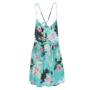 BILLABONG 💕 Luv Confessions Dress W/ Pockets Strappy Tie Back Floral Large NWT